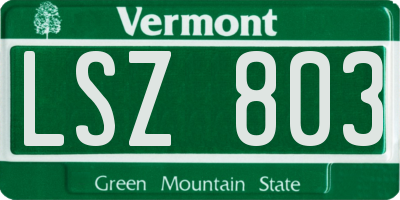 VT license plate LSZ803