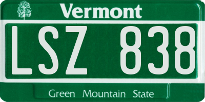 VT license plate LSZ838