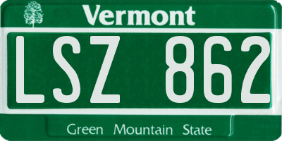 VT license plate LSZ862