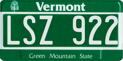 VT license plate LSZ922