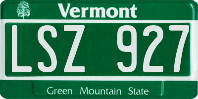 VT license plate LSZ927