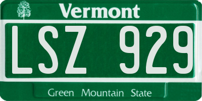 VT license plate LSZ929