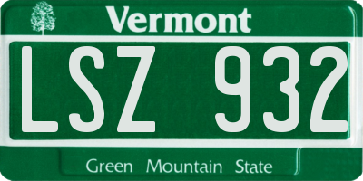 VT license plate LSZ932