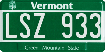 VT license plate LSZ933