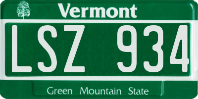 VT license plate LSZ934