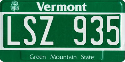 VT license plate LSZ935
