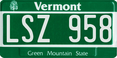 VT license plate LSZ958