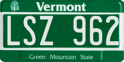 VT license plate LSZ962
