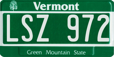 VT license plate LSZ972
