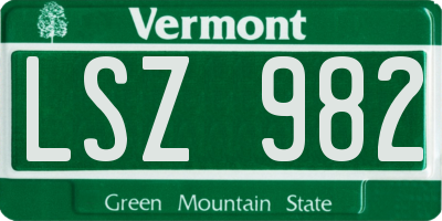 VT license plate LSZ982
