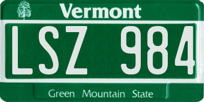VT license plate LSZ984
