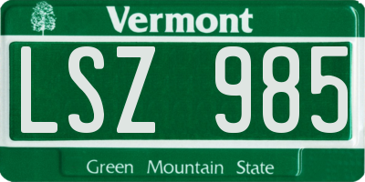 VT license plate LSZ985