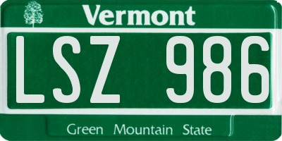VT license plate LSZ986