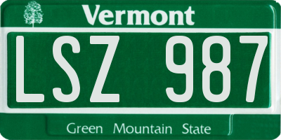VT license plate LSZ987