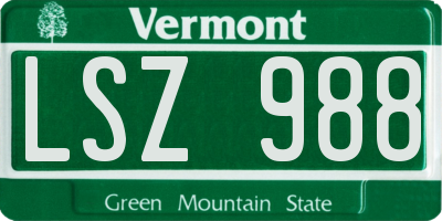 VT license plate LSZ988