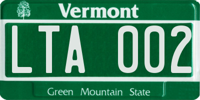 VT license plate LTA002