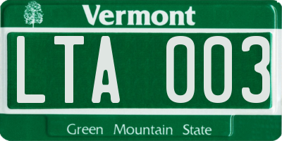 VT license plate LTA003