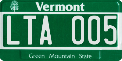 VT license plate LTA005