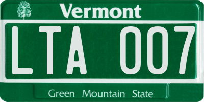 VT license plate LTA007