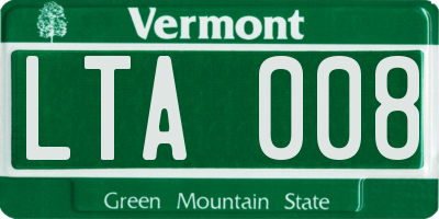 VT license plate LTA008