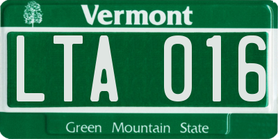 VT license plate LTA016