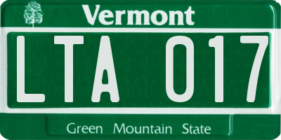 VT license plate LTA017