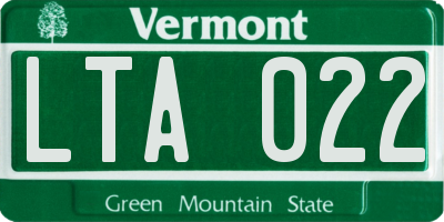 VT license plate LTA022