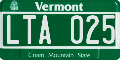 VT license plate LTA025