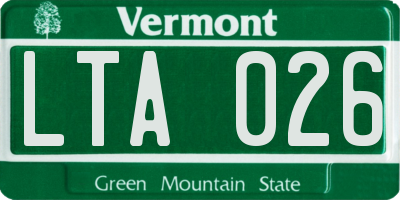 VT license plate LTA026