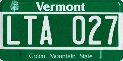 VT license plate LTA027