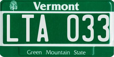 VT license plate LTA033