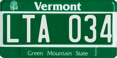 VT license plate LTA034
