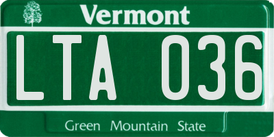 VT license plate LTA036