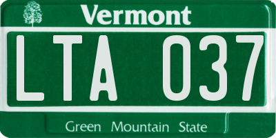 VT license plate LTA037