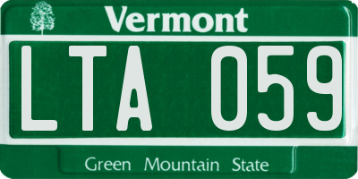 VT license plate LTA059