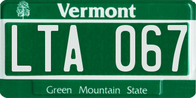 VT license plate LTA067
