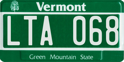 VT license plate LTA068