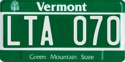 VT license plate LTA070