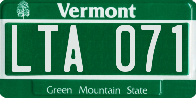 VT license plate LTA071