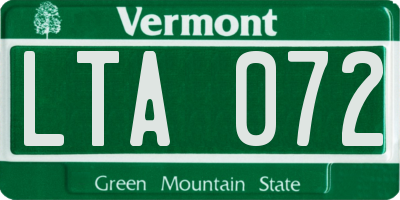VT license plate LTA072