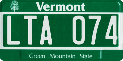 VT license plate LTA074