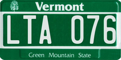 VT license plate LTA076