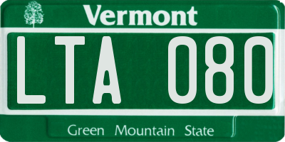 VT license plate LTA080