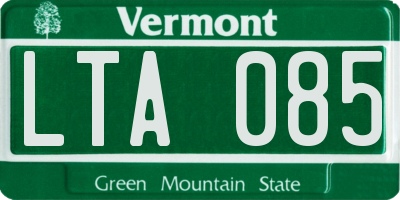 VT license plate LTA085