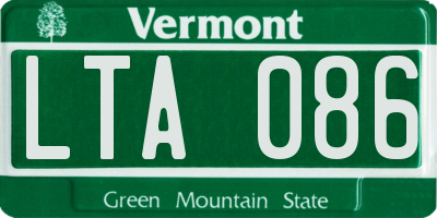 VT license plate LTA086