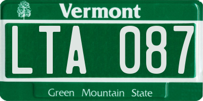 VT license plate LTA087
