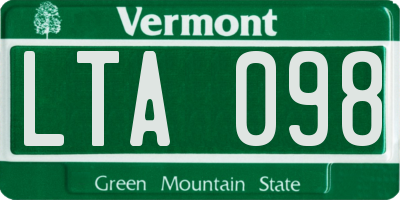 VT license plate LTA098