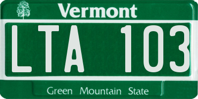 VT license plate LTA103