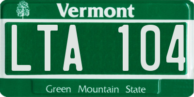 VT license plate LTA104