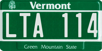 VT license plate LTA114